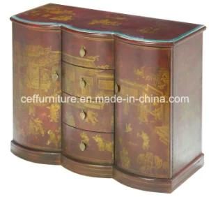 Red Leather Antique Furniture Oriental Aisa Cabinet