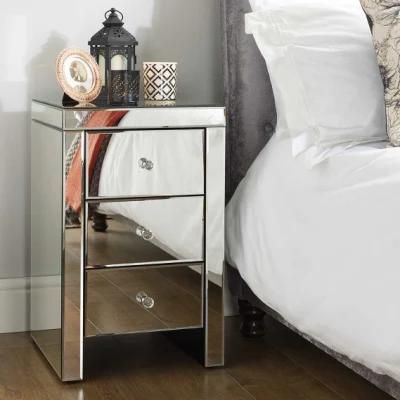 Great Design Venetian 3 Drawers Glass Nightstand Bedside Table