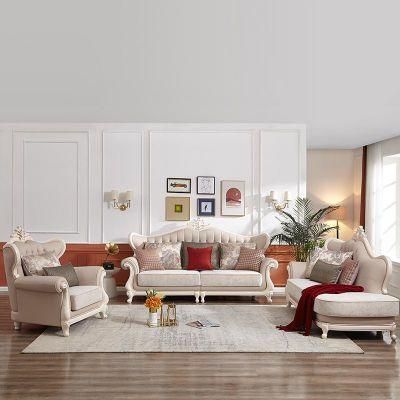 27026 Quanu Luxury Royal Sofa Set Suede Fabric Couch Living Room Sofas
