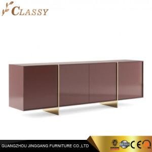 Mirror Rose Red Stainless Steel Cabinet with Metal Plates for Living Room Furniture
