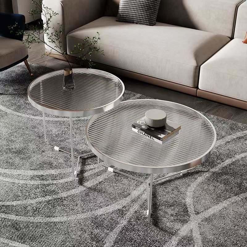 Nordic Modern Light Luxury Oval Tempered Glass Top Coffee Table