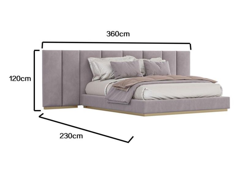 Luxury Bedroom Set Furniture High Quality Upholstered Modern Mattress Bed with Big Headboard