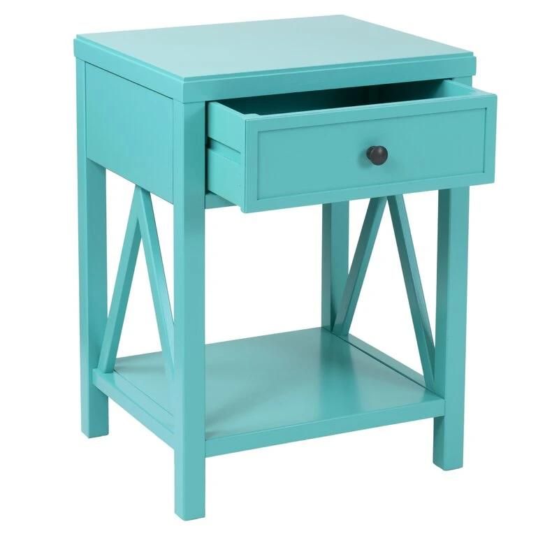 Home Furniture Set UV Painting a Frame 1 Drawer Side End Tables with Storage Shelf