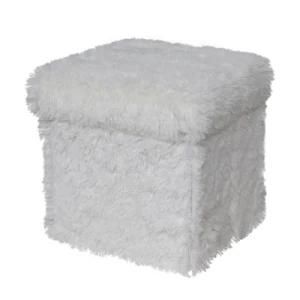 Knobby Cube Folding Faux Fur Storage Ottoman