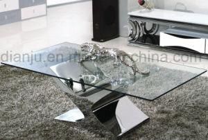Silvery Stainless Steel Furniture Glass Coffee Table (CT6033)