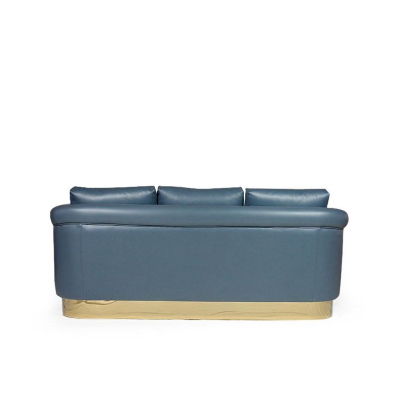 Luxury Living Room Furniture 3 Seater Blue Leather Sofa