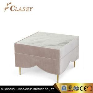 Pink Velvet High Quality Square Stools Ottoman in Button Design