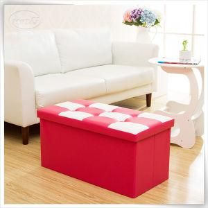 Handmade PU Storage Leather Round Ottoman with Storage