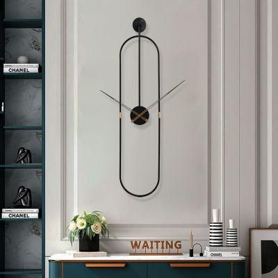 China Wholesale New Design Decorative Roman Numeral Oval Metal Wall Clocks Multi-Size Home Office Hotel Decor