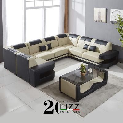 Sofa Set Furniture Living Room Leather Upholstery with Wood Legs
