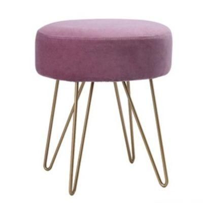 Modern Metal Leg Velvet Footstool Home Furniture Single Ottoman with Cushion Living Room Makeup Stools