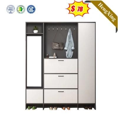 Classic Home Furniture Living Room Cabinets Wooden Shoe Racks Cabinet with Clothing Hanger and Mirror