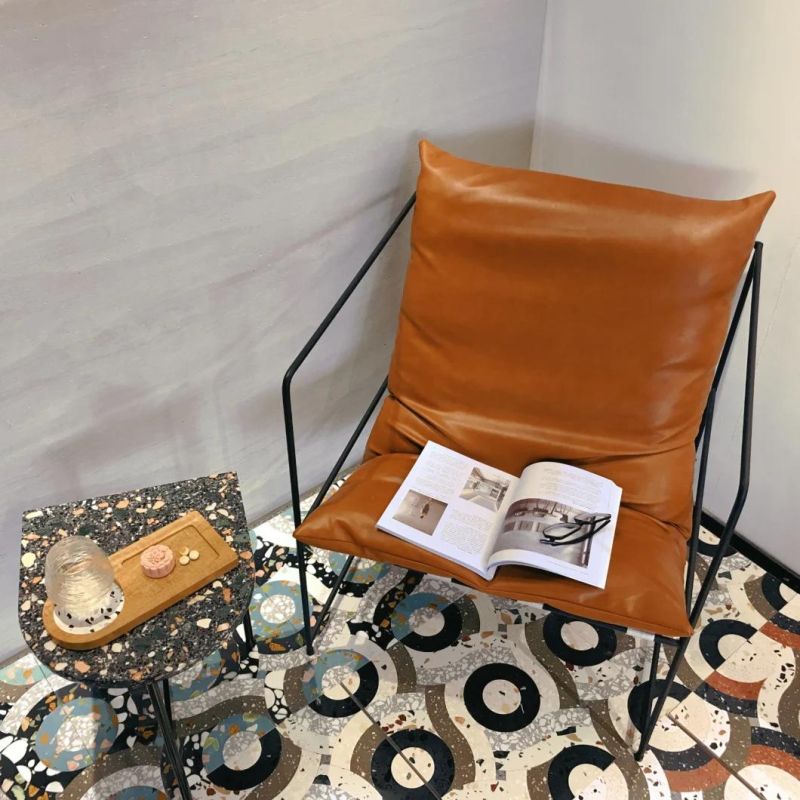 2 Piece Metal Round Tables with Marble Top for Living Room Furniture