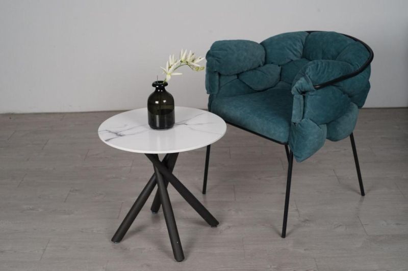 Luxury Style Metal Frame Marble Top Coffee Side Table