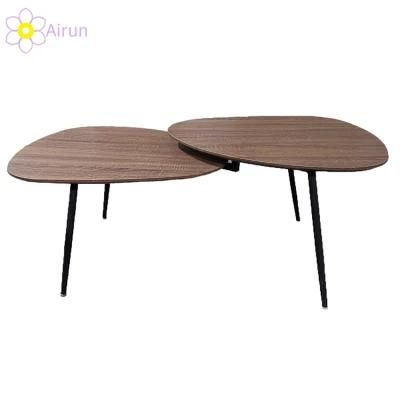 Simple Style Modern MDF Wooden Metal Coffee Side Table Sets for Living Room