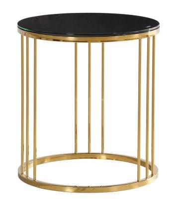 Gold End Table with Black Marble Top