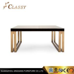 Antique Design Wood Table Coffee Table with Gold Base