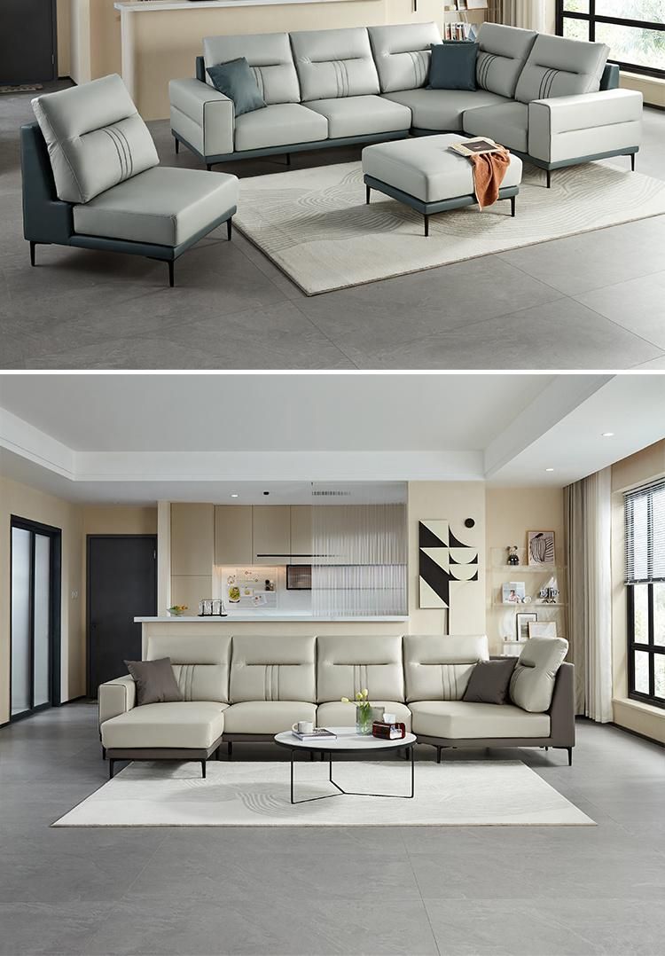 U-Shaped 7 Bean Bag Luxury Set Leather Sofa with High Quality Tbs061