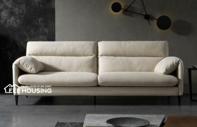 China Factory Supply High Density Sponge Leisure Linen Leather Living Room Loveseat Hotel Lobby Three Seat Chesterfield Sofa