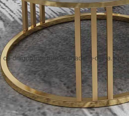 Wholesale Price Home Furniture Metal Coffee Table with Marble Top