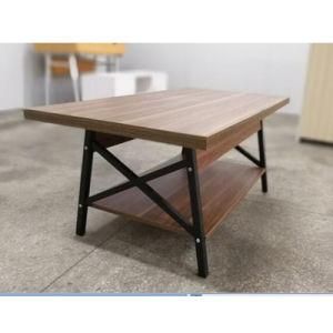 Modern Living Room Steel Legs Wooden Top Coffee Tables
