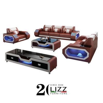 Australia Modern Living Room Home Furniture Set Genuine Leather LED Sofa