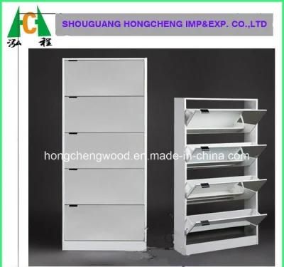 White Color 5big Drawers Mirrored Shoe Cabinet