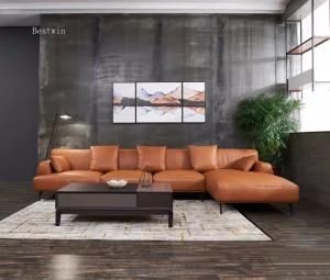 Fashionable Genuine Leather Sofa with Light Luxury Design