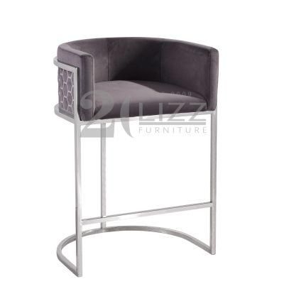 Good Quality Modern Hotel Furniture Set Luxury Unique Home Fabric Velvet Bar Chair with Metal Frame
