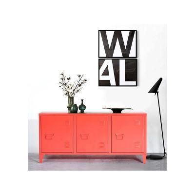 Living Room Furniture Design Red Steel Storage Filing Cabinet Multifunctional Table TV Stand