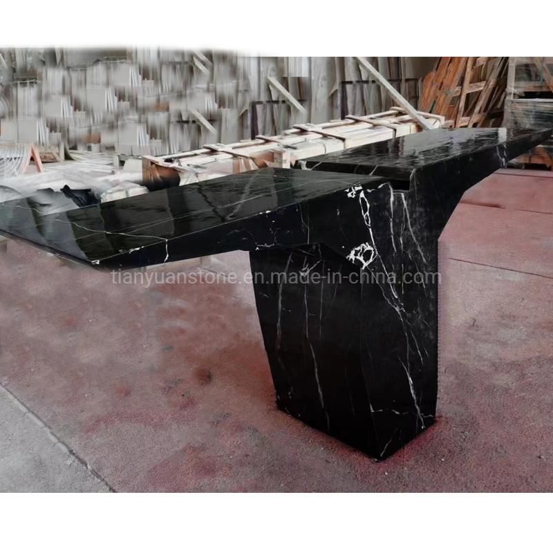 Black Marquina Mable Table Natural Stone Surface for Home Interior Decor