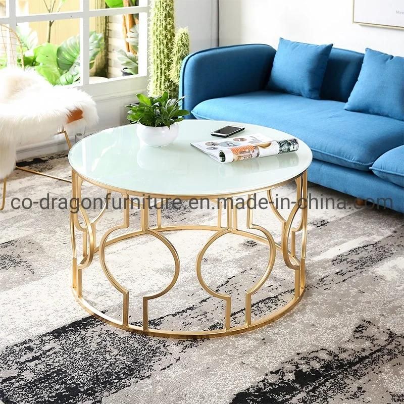 Hot Sale Wholesale Market Steel Coffee Table with Glass Top