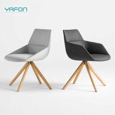 Integrated Mold Foam Seat Armchair with Wood Legs for Office Reception