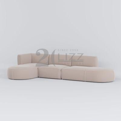 European Luxury Style Fabric L Shape Couch Living Room Sofa Modern Wooden Home Furniture