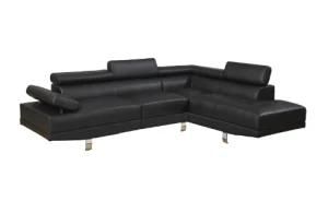 Modern Italian Leather Sofa with Sectional L Shape Black