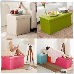 Foldable Wooden MDF Storage Jute Table Pouffor Sale