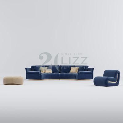 High End Quality European Simple Home Furniture Modern Circular Shape Living Room Fabric Sofa with Armless Chair