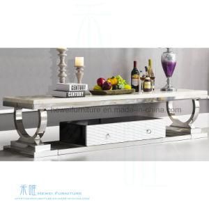 White Marble Metal Frame TV Stand with Drawers (HW-617T)