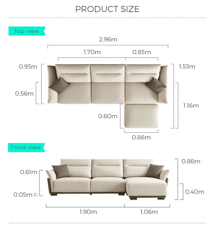 High Quality New L-Shaped Sofas Furniture Modern Genuine Leather Sofa Set Tbs060