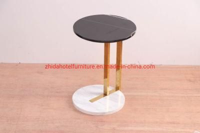Custom Made Black Hexagon Marble Coffee Table White and Black Marble Top Gold Coffee Table