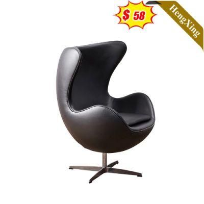 Modern Home Living Room Black PU Real Leather Single Seat Sofa Simple Design Leisure Swivel Lounge Chair