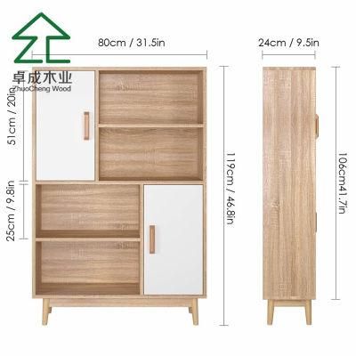 Wihte Color MDF Bookcase with 2 Doors