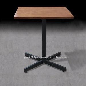 Metal Base Wood Top Square Coffee Table