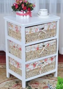 Wood Chest Cabinet with Rattan Basket (RFB-930-1)