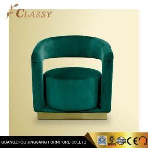 Modern Furniture Creaive Green Velvet Armchair with Polished Brass Stainless Steel Base