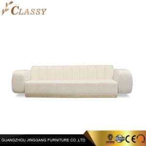 Leather Sofa with Golden Metal Base for Home Hotel Living Room