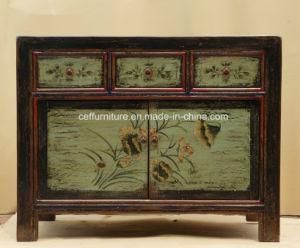 Hand Painted Chinese Country Solid Wood Furniture Old Cabinet