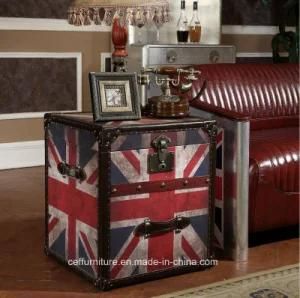 Leather Steamer Trunk UK Flag Side End Table