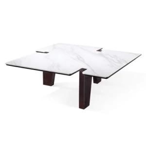 Trendy Wooden Tea Table with Stone Top for Modern Living Room (YA983A)