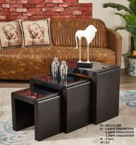 MDF Veneer Living Room Nesting Coffee Table Side End Table with Tempered Glass Modern Home Furniture